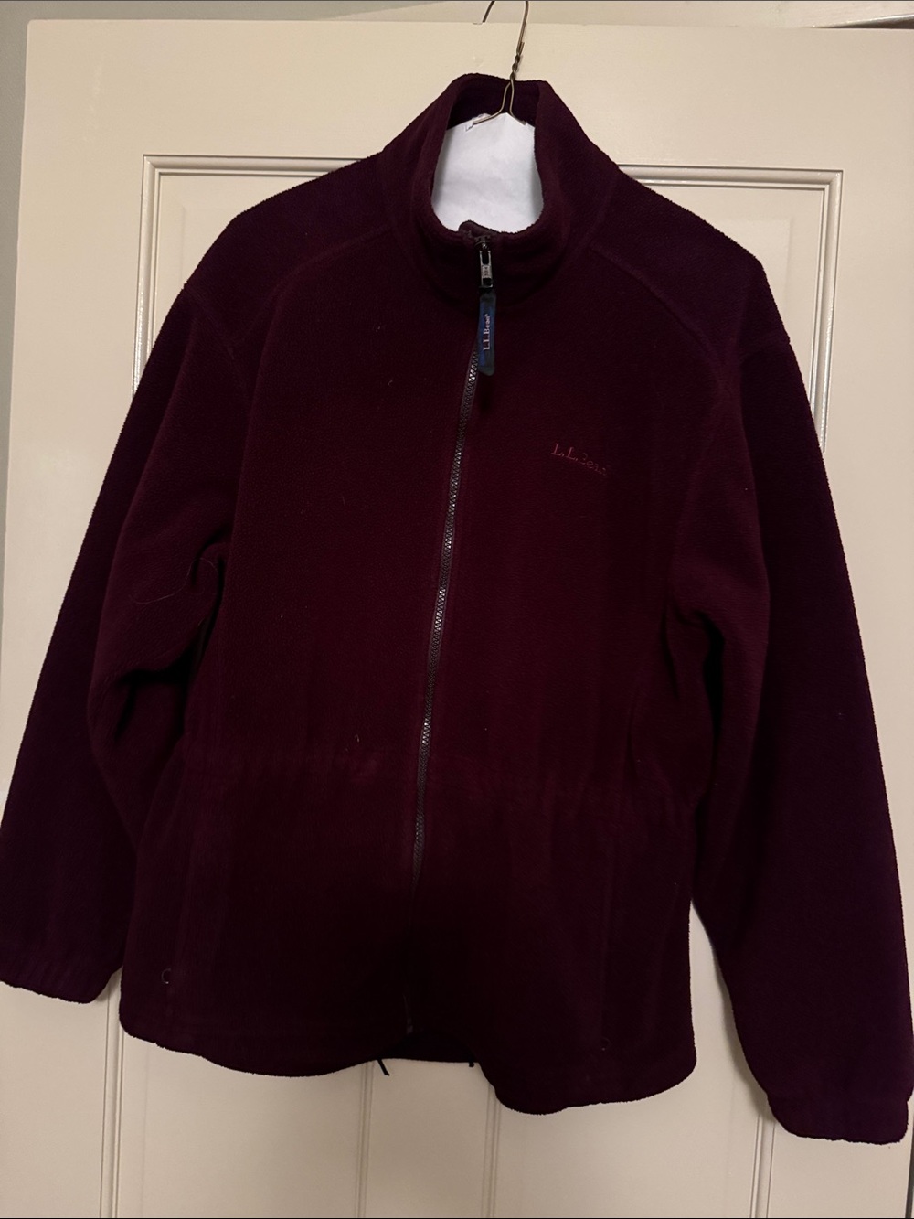 L.L. Bean Deep Plum Full-Zip Fleece Jacket with drawstring waist - medium